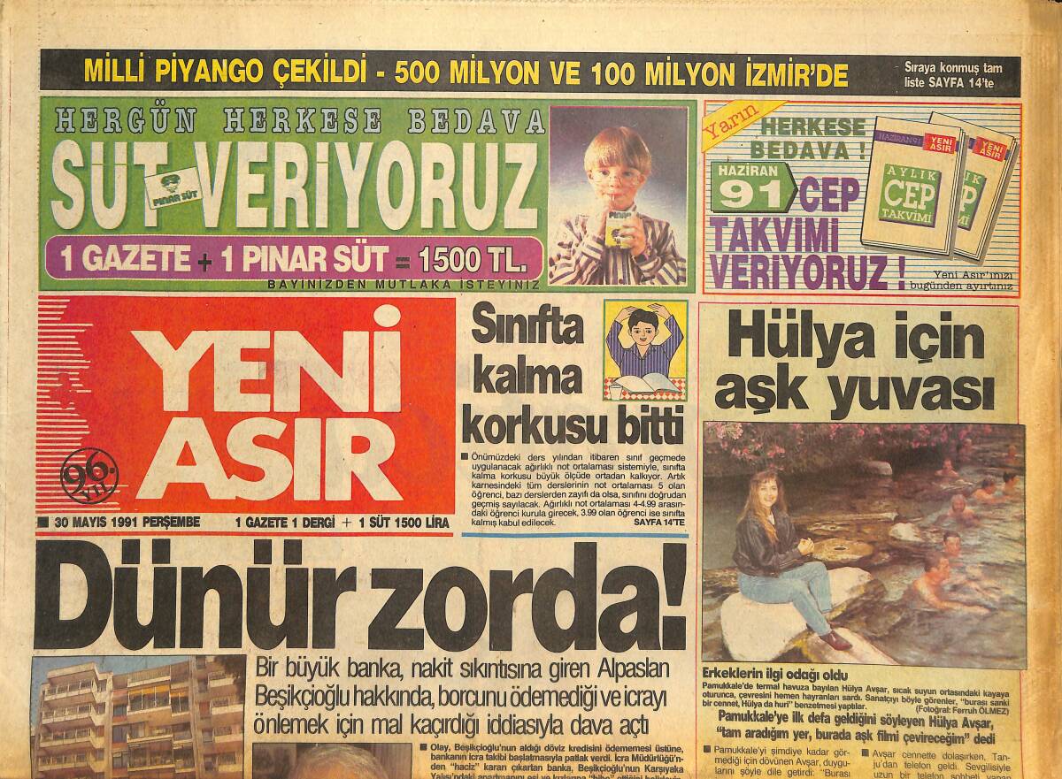 Yeni Asır Gazetesi 30 Mayıs 1991 - Hülya Avşar İçin Aşk Yuvası - Akbulut Görevden Alındı GZ133789 - 1