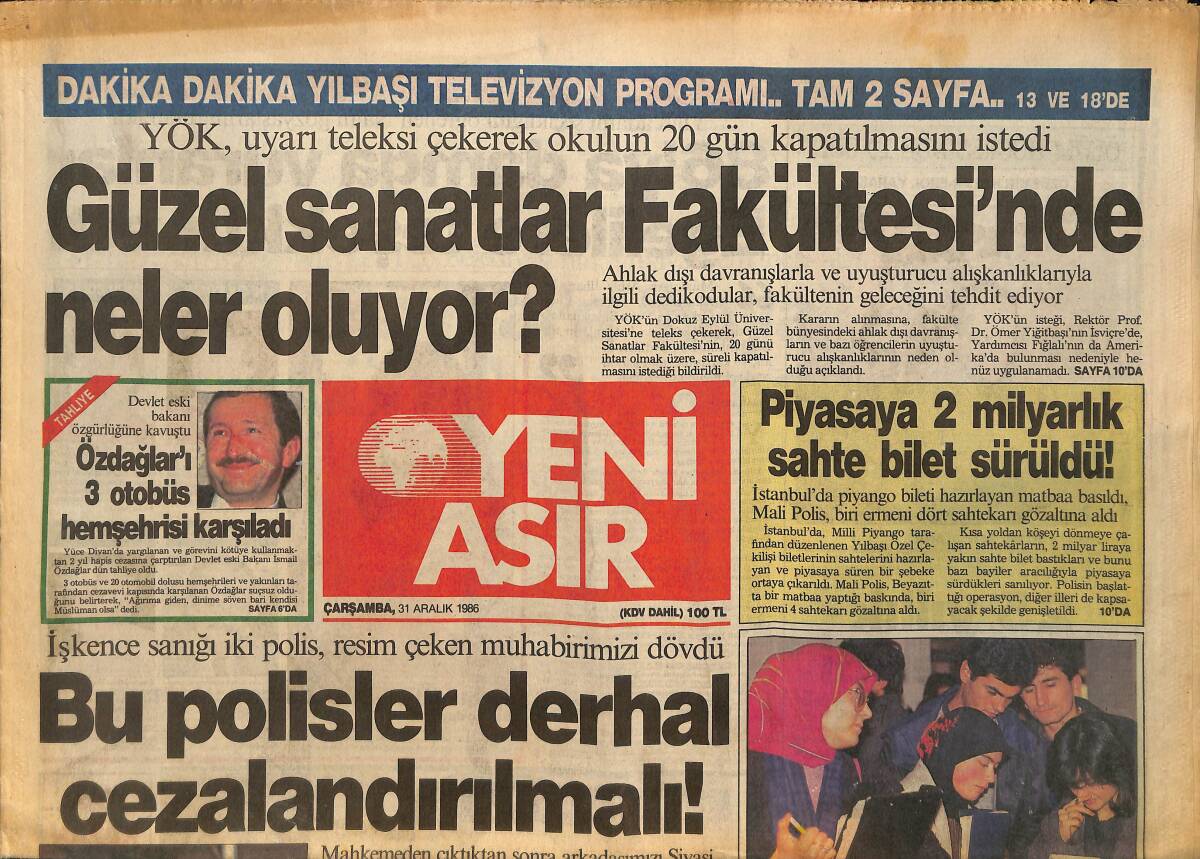 Yeni Asır Gazetesi 31 Aralık 1986 - Müjde Ar : Toplumsal Mesajlar Vermeye Devam Edeceğim GZ133637 - 1