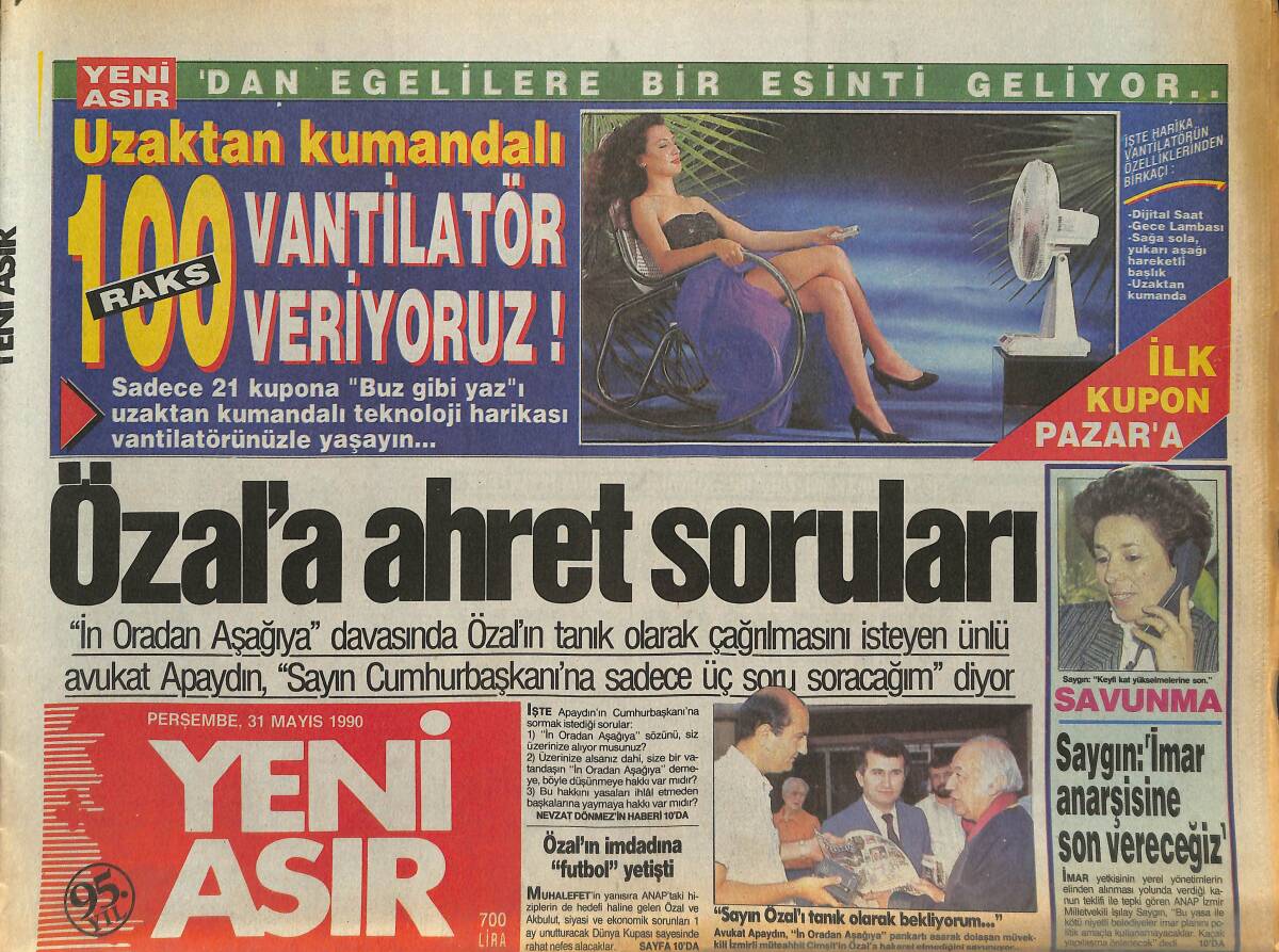 Yeni Asır Gazetesi 31 Mayıs 1990 - Balçova Yeniden Belediye Oluyor - Fenerbahçe'nin İntikamı GZ133552 - 1