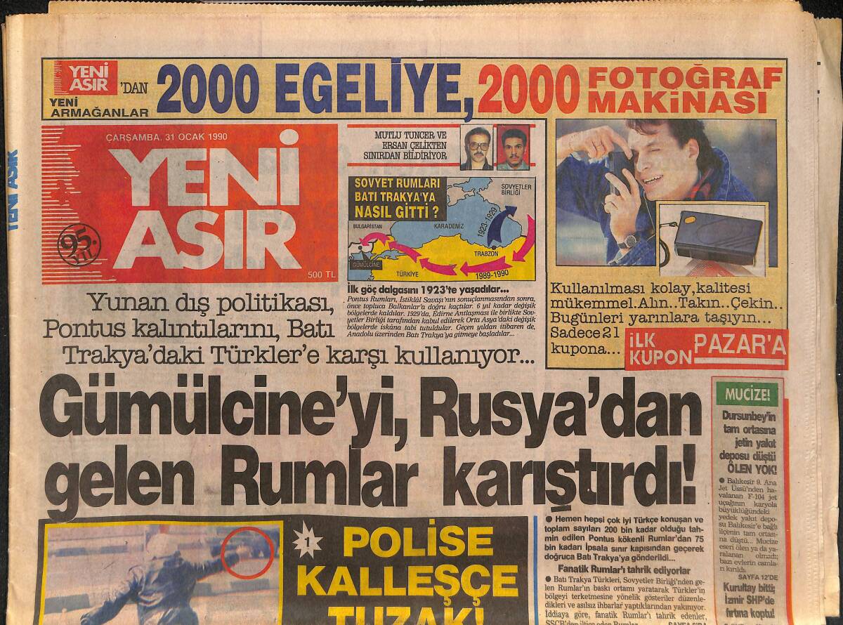 Yeni Asır Gazetesi 31 Ocak 1990 - Naim Süleymanoğlu'na Halter Yasağı - Gümülcine'yi , Rusya'dan Gelen Rumlar Karıştırdı ! GZ134373 - 1