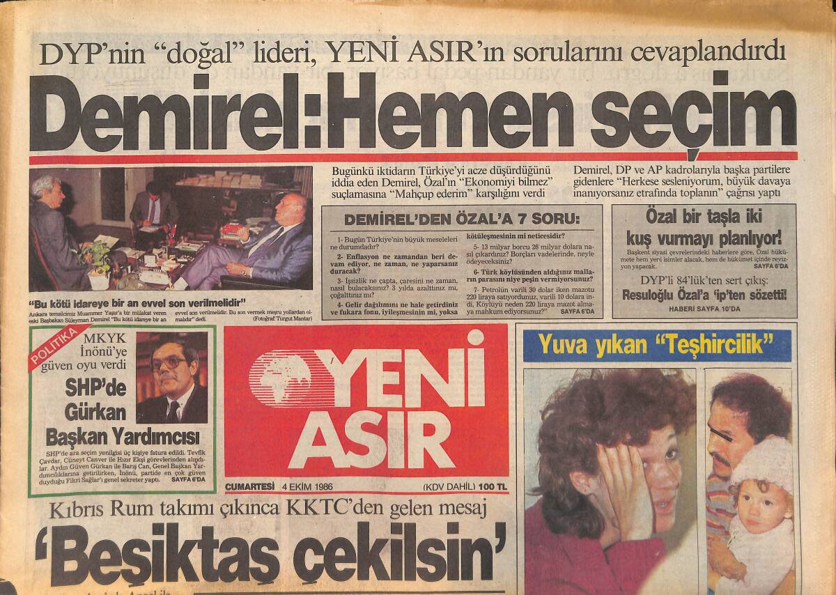Yeni Asır Gazetesi 4 Ekim 1986 - Sabancı : '' Bu Şartlarda Zamlar Devam Eder '' - Teksas Tohumu Harikalar Yarattı GZ133451 - 1