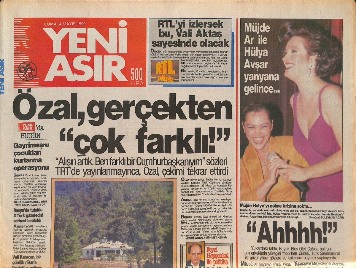 Yeni Asır Gazetesi 4 Mayıs 1990 - Müjde Ar , Hülya Avşar'ı Gülme Krizine Soktu... - Balıkesir'e Nükleer Füze GZ133581 - 1