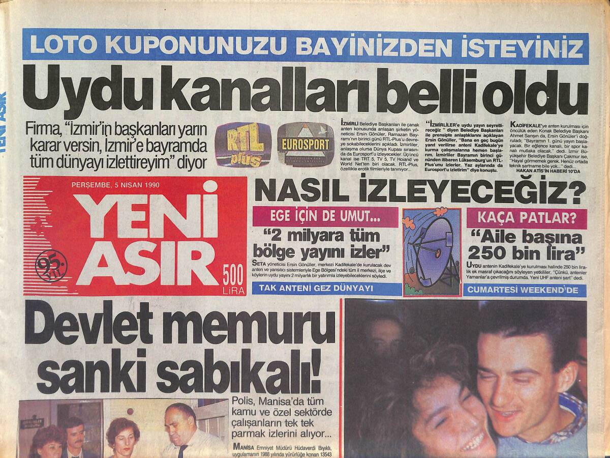 Yeni Asır Gazetesi 5 Nisan 1990 - ANAP'ın Kaderi Manisa'daki Gizli Buluşmaya Bağlı - Fenerbahçe Umudunu ALTAY'a Bağladı GZ131520 - 1