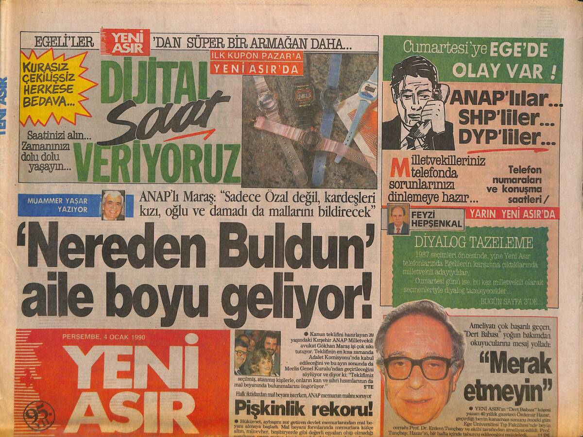 Yeni Asır Gazetesi 4 Ocak 1990 - Sovyet Azerileri İran Sınır Taşlarını Sökmeye Başladı - Altay'da Faiz Kavgası GZ133652 - 1