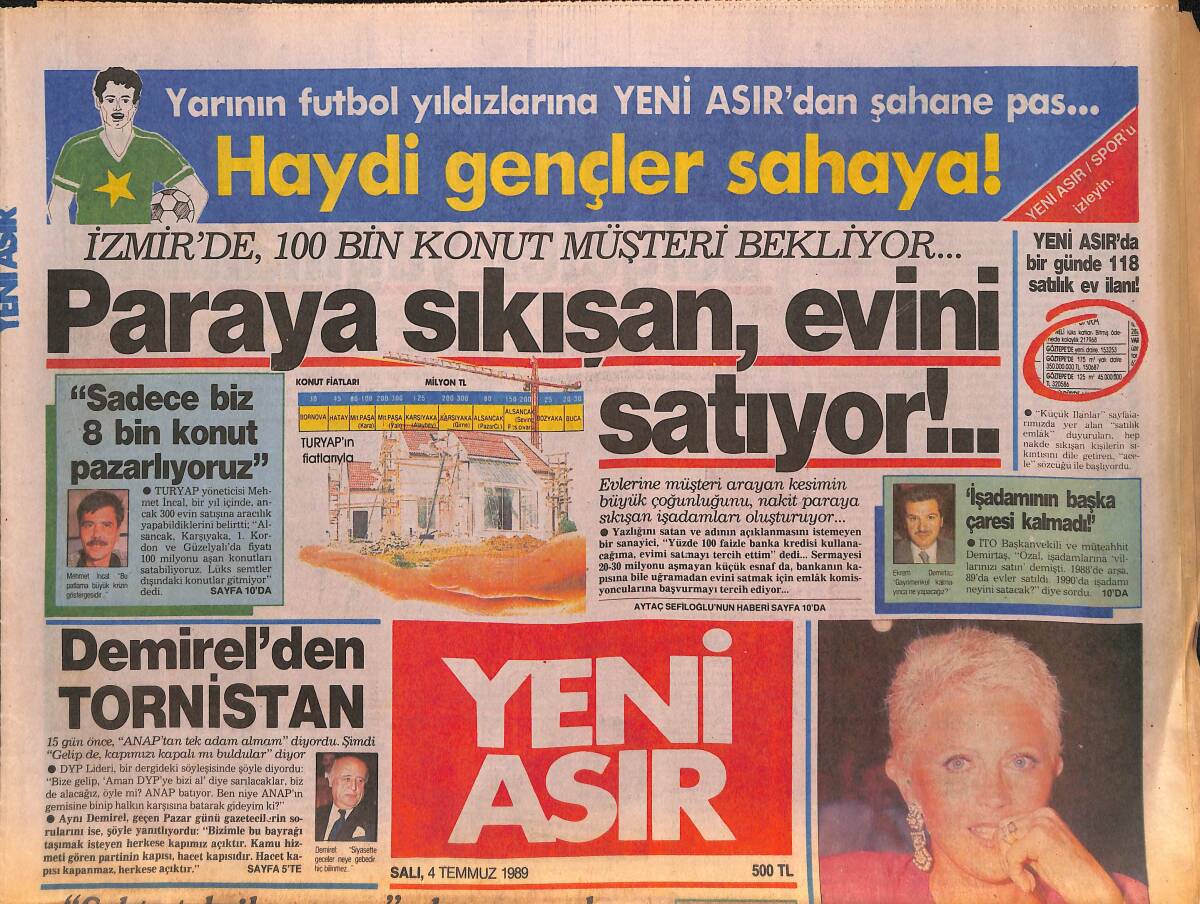 Yeni Asır Gazetesi 4 Temmuz 1989 - Selçuk Yaşar , Danimarkalı Ortağından Boşandı - Paraya Sıkışan Evini Satıyor GZ134404 - 1