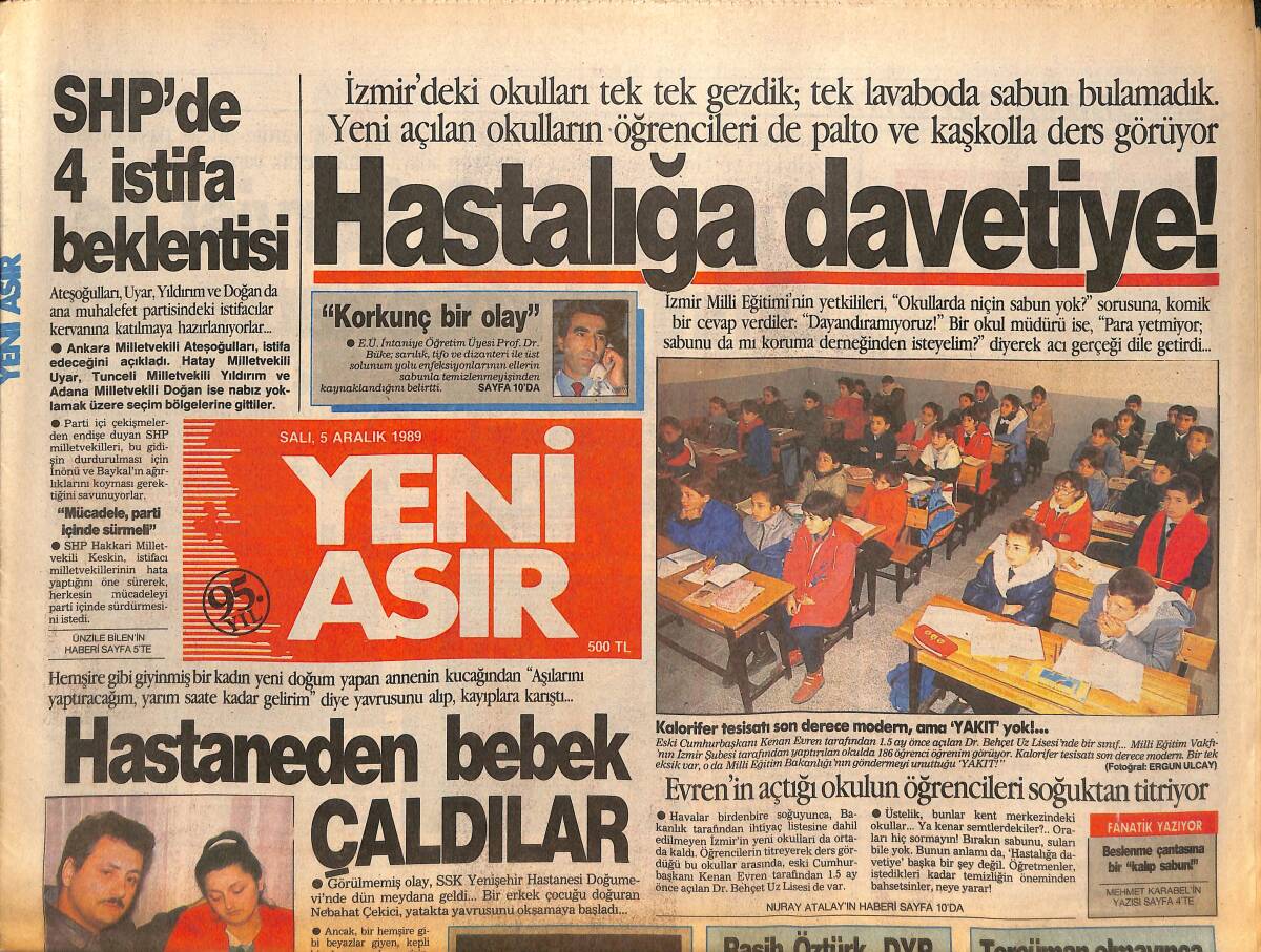 Yeni Asır Gazetesi 5 Aralık 1989 - KSK'ye Umut Veren Yenilgi - Bakan İmren Aykut Bugün Yeni Asır'ın Sempozyumunda GZ134226 - 1