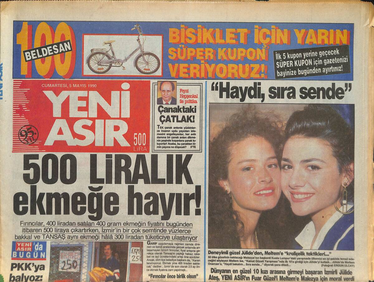 Yeni Asır Gazetesi 5 Mayıs 1990 - Başkan Çakmur Köşeye Sıkıştı - Fener'de Masraflı Günler GZ133551 - 1