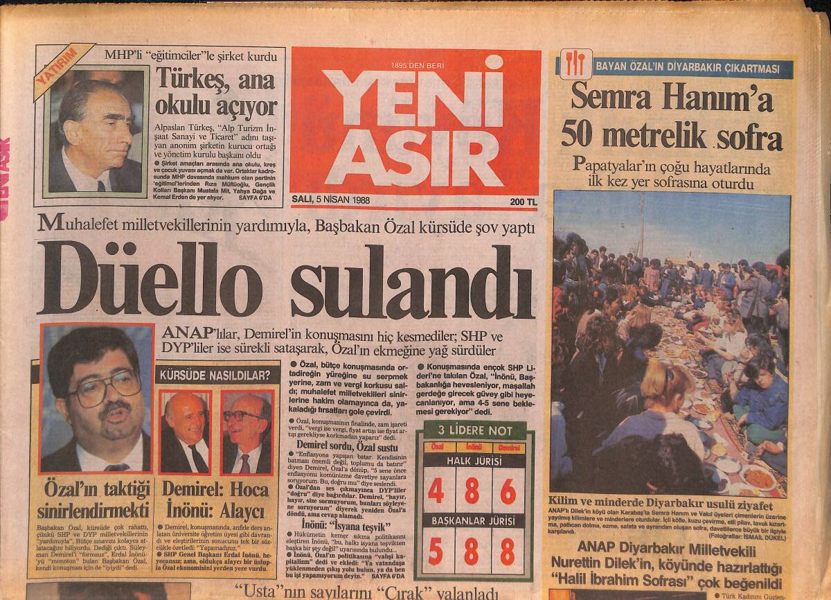 Yeni Asır Gazetesi 5 Nisan 1988 - Irak'tan Cuellar'a Suçlama - Türkeş , Ana Okulu Açıyor GZ134390 - 1
