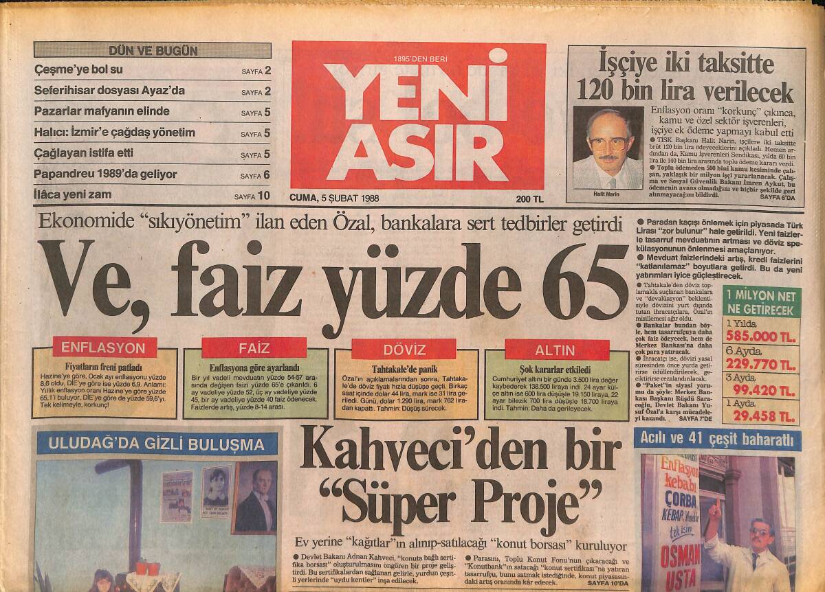 Yeni Asır Gazetesi 5 Şubat 1988 - Naim Süleymanoğlu İle Aysel Evleniyor Mu ? - Altaylı Reha Ayın Golcüsü GZ133738 - 1