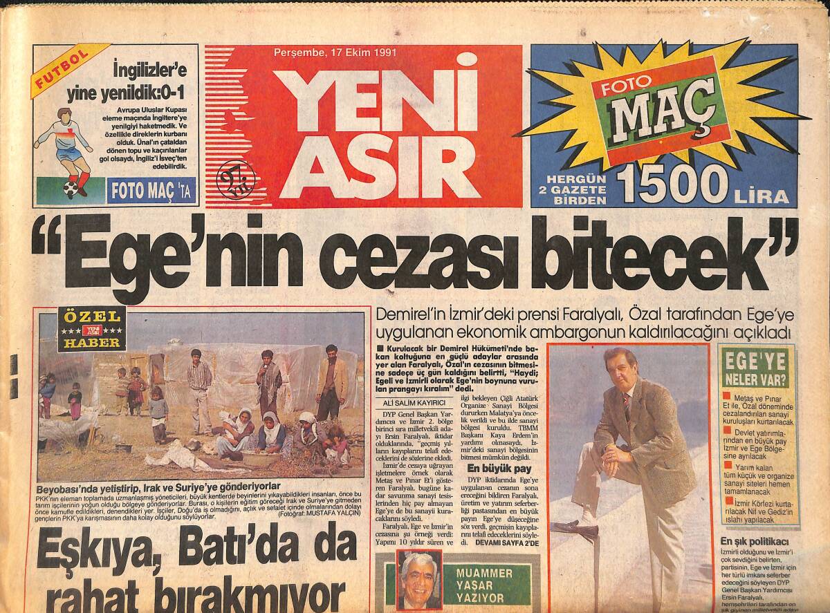 Yeni Asır Gazetesi 17 Ekim 1991 - Denizcilik Bankası Genel Müdürü , Otel Odasında Ölü Bulundu GZ131558 - 1