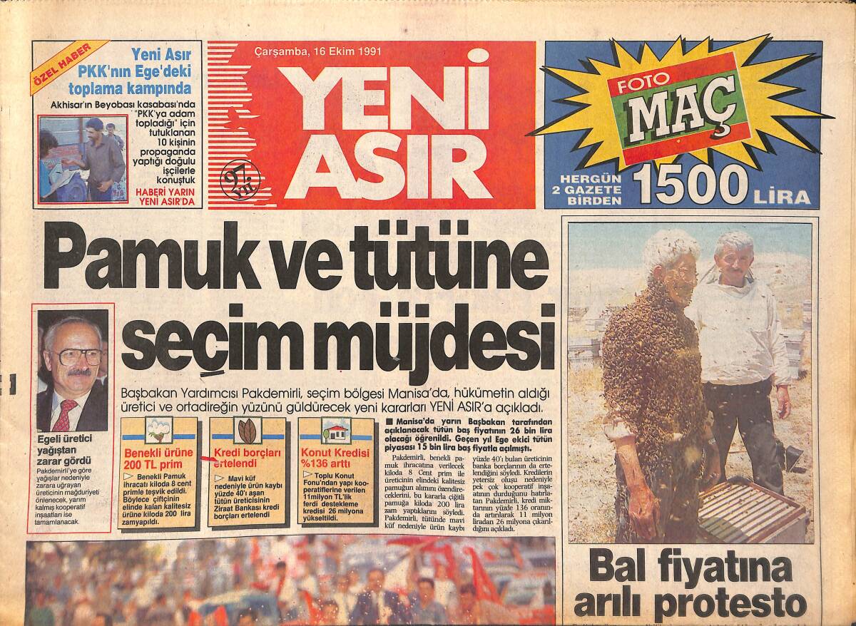 Yeni Asır Gazetesi 16 Ekim 1991 - Kayahan , Çelebi'ye 10 Bin Kişi Topladı - İbrahim Tatlıses Gömleği Nasıl Götürdü ? GZ131503 - 1