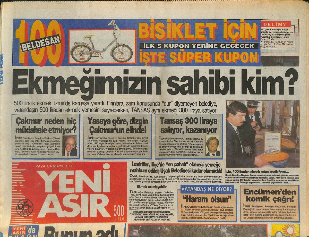 Yeni Asır Gazetesi 6 Mayıs 1990 - Vehbi Koç , Pastayı Emel Sayın'ın Elinden Yedi - Dünya Kupası'nda AIDS Korkusu GZ133550 - 1