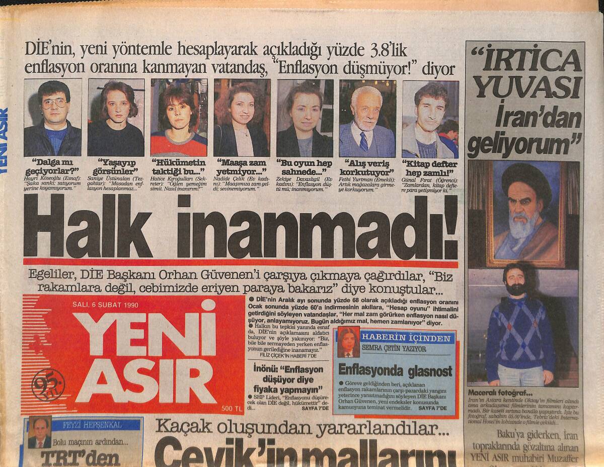 Yeni Asır Gazetesi 6 Şubat 1990 - Eski İl Başka DYP'yi Binadan Atıyor - Göztepe Yönetiminden Ceza Taraftardan İhtar GZ134297 - 1