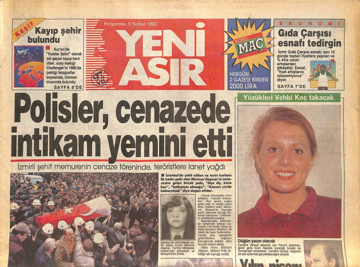 Yeni Asır Gazetesi 6 Şubat 1992 - Çakmur , Özal'dan Farksız - Yatağan'da 150 Milyar Lira Kül Oldu GZ133670 - 1
