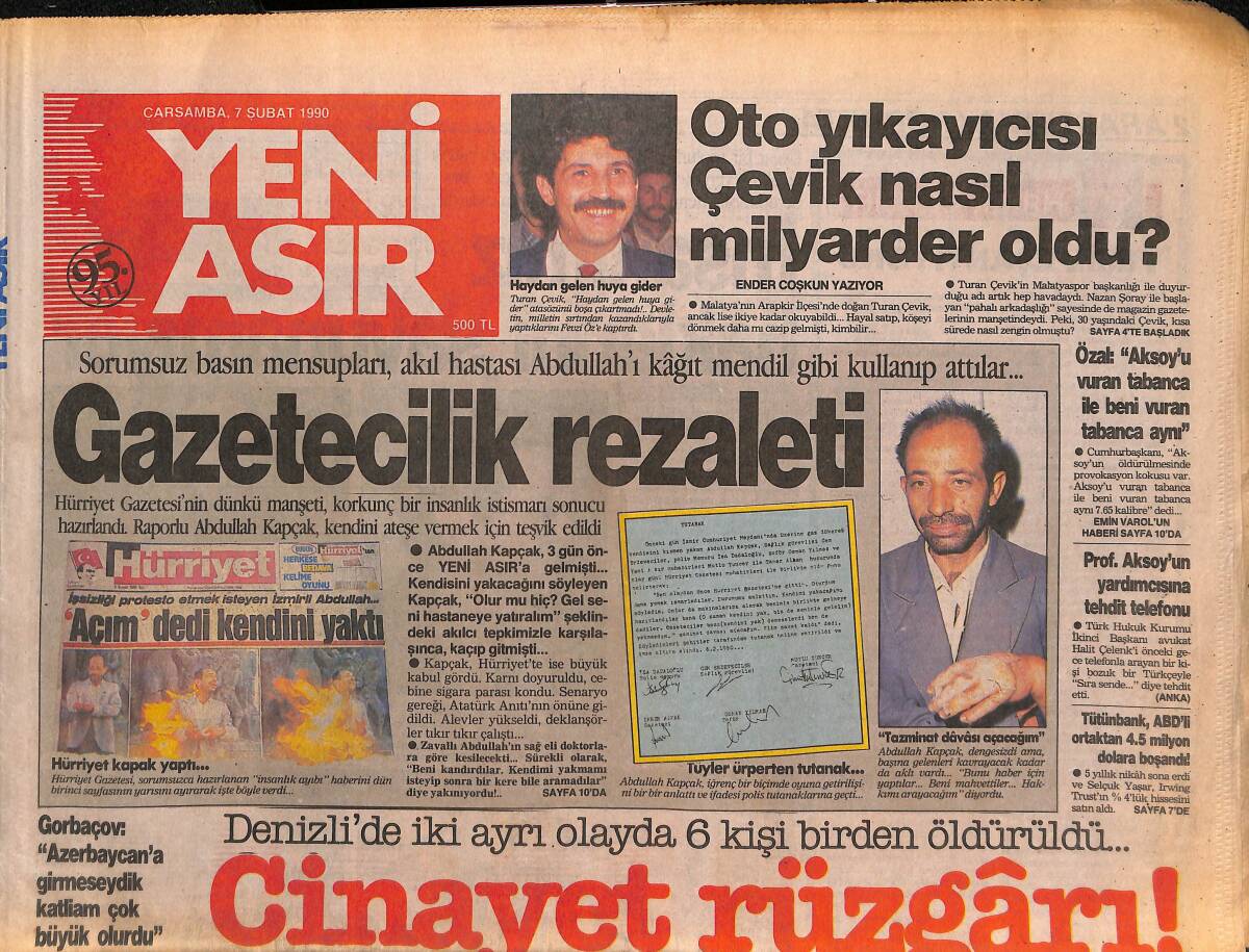 Yeni Asır Gazetesi 7 Şubat 1990 - Prof. Aksoy'un Yardımcısına Tehdit Telefonu - Belene Cezaevi Kapatılıyor GZ134321 - 1