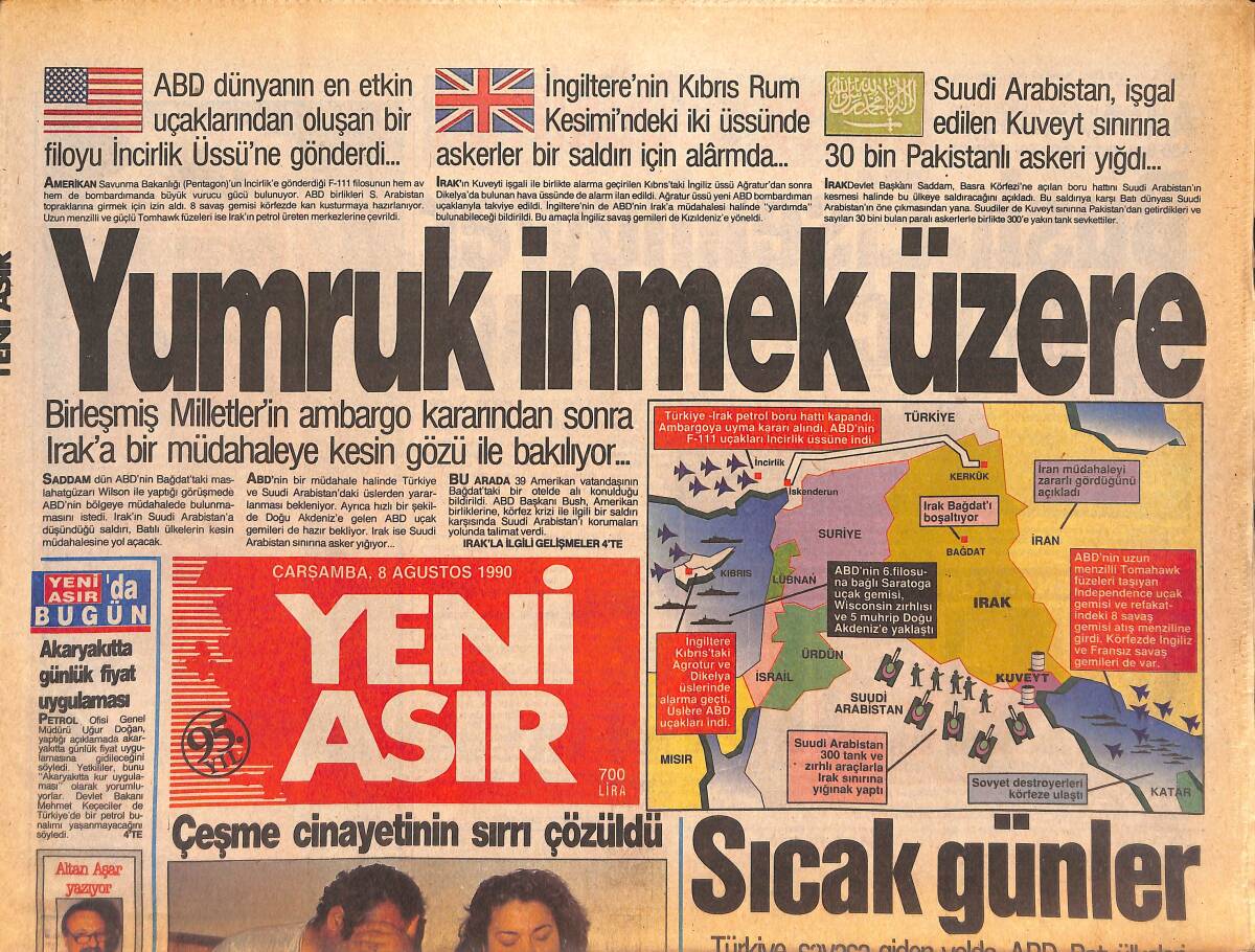 Yeni Asır Gazetesi 8 Ağustos 1990 - Tatlıses'e 107 Milyon Ceza - NATO Bakanlar Konseyi Cuma Günü Toplanıyor GZ133470 - 1