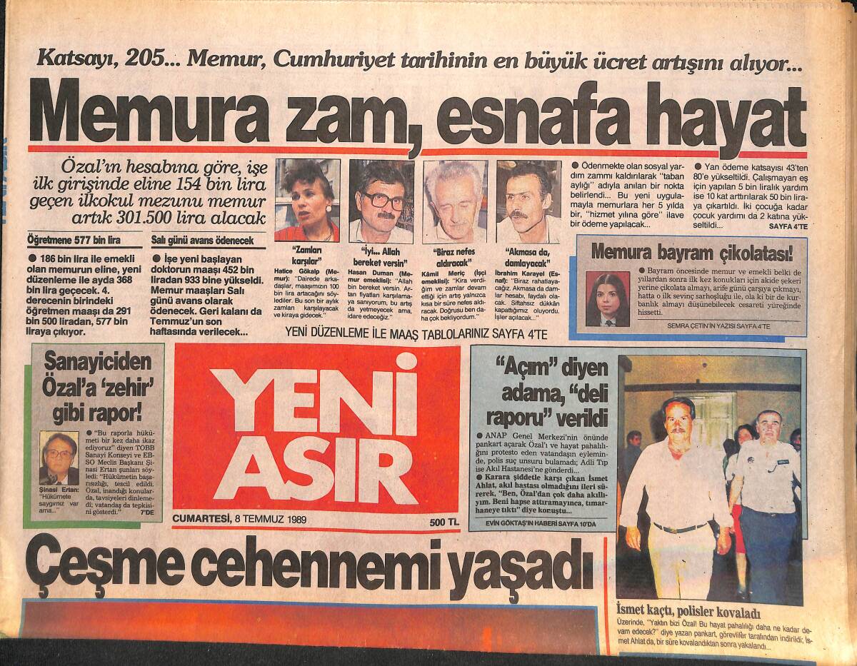 Yeni Asır Gazetesi 8 Temmuz 1989 - Aydınlar Ocağı Bastırdı , Erdem TRT'ye Genel Müdür Oldu... GZ134400 - 1