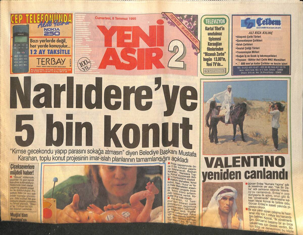 Yeni Asır Gazetesi 8 Temmuz 1995 - Kanada'da Bir Kadın Torununu Doğurdu - Valentino Yeniden Canlandı GZ132254 - 1