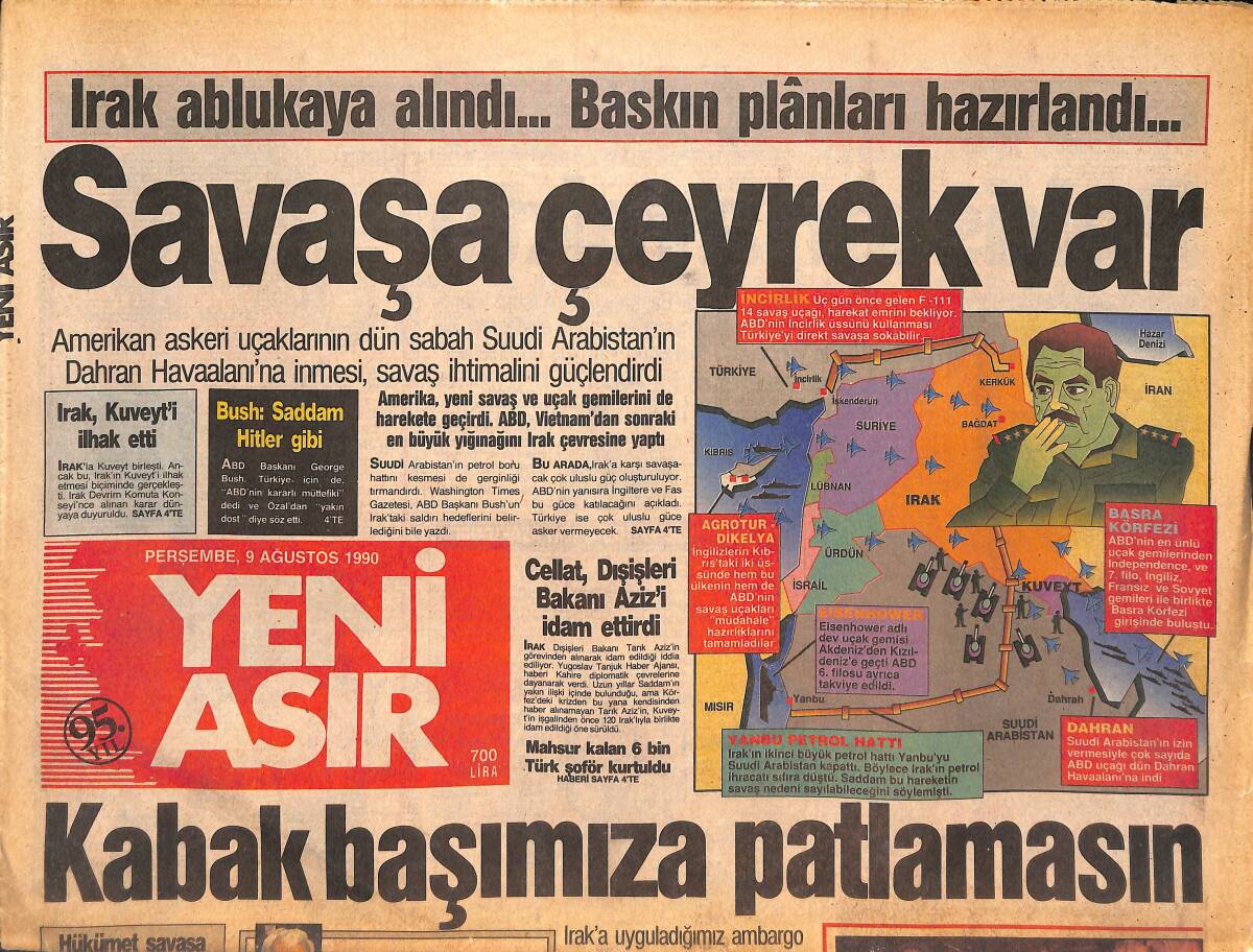 Yeni Asır Gazetesi 9 Ağustos 1990 - Bülent Ersoy Koy Satın Alıyor - THY Uçağına Bomba İhbarı GZ133475 - 1