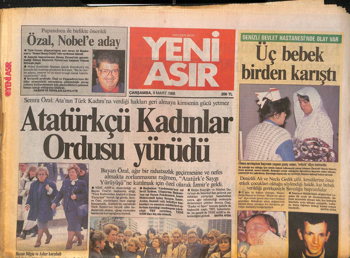 Yeni Asır Gazetesi 9 Mart 1988 - Kral Fahd , Bakanıyla Evren'e Mesaj Gönderdi - Galatasaray'ı Ahmakça Eleştiriyorlar GZ133798 - 1
