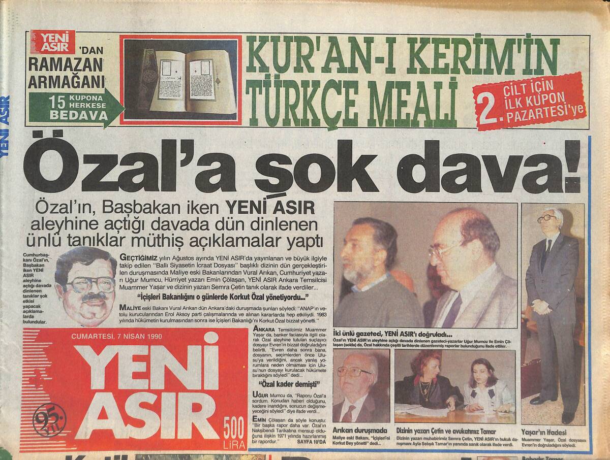 Yeni Asır Gazetesi 7 Nisan 1990 - Cimbom'un Asıl Hedefi Fenerbahçe - Bornova Saat Kulesi Yıkıldı GZ131528 - 1