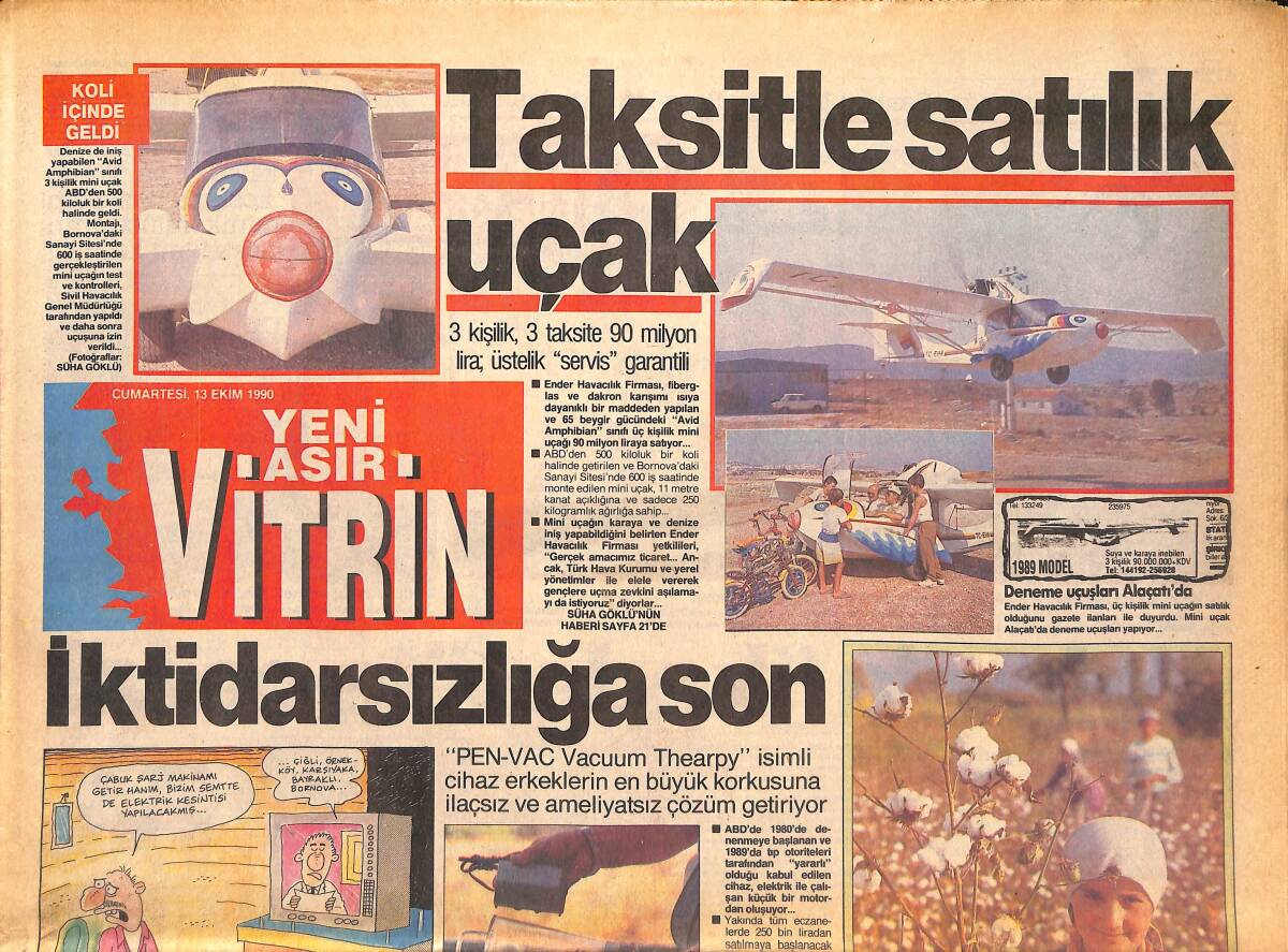 Yeni Asır Gazetesi Vitrin Eki 13 Ekim 1990 - Tütüncüler de Ek İş Buldu - Eyvah ! Rıdvan Dilmen Yine Sakat... GZ135014 - 1