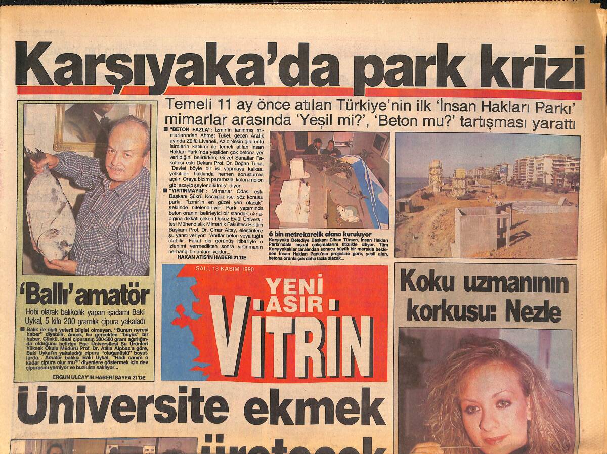 Yeni Asır Gazetesi Vitrin Eki 13 Kasım 1990 - Altay'da Güller Açtı - Karşıyaka'da Park Krizi GZ135012 - 1
