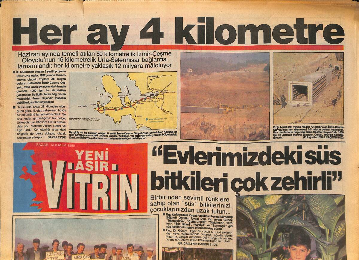 Yeni Asır Gazetesi Vitrin Eki 18 Kasım 1990 - Olmayan Belediyenin 3 Başkan Adayı Var - Karşıyaka, Bolusporu Perişan Etti - Cim-Bom Zımba Gibi GZ134274 - 1