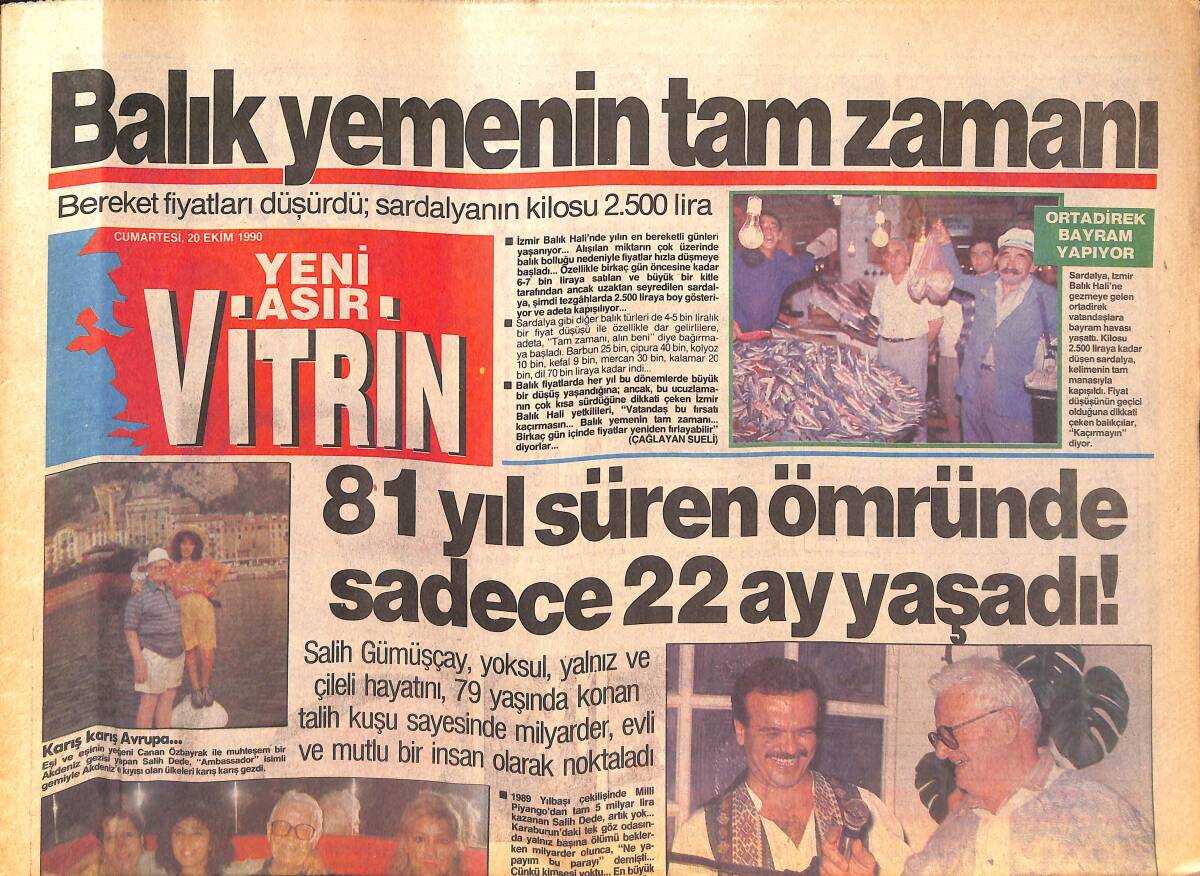Yeni Asır Gazetesi Vitrin Eki 20 Ekim 1990 - En Kahraman Şeytan Rıdvan Dilmen GZ135046 - 1