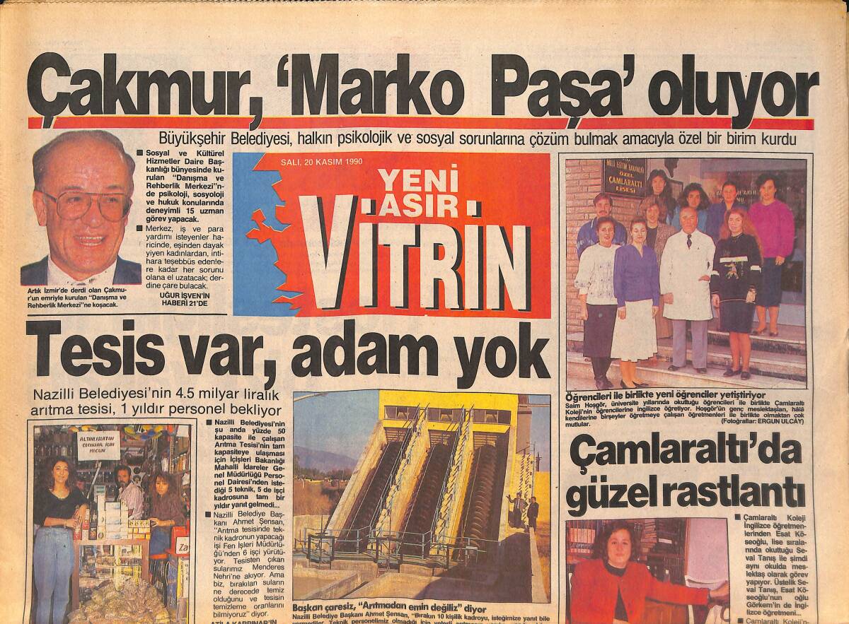 Yeni Asır Gazetesi Vitrin Eki 20 Kasım 1990 - Cim-Bom Çok Büyük Oynuyor - Urla'ya Yaşlılar Kenti Kuruluyor GZ134037 - 1