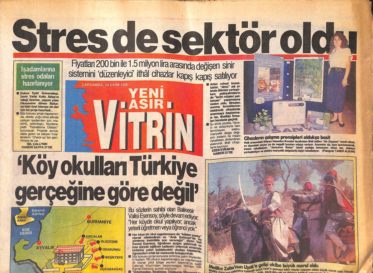 Yeni Asır Gazetesi Vitrin Eki 24 Ekim 1990 - Köroğlu Gerçekten Film Oldu - Köy Okulları Türkiye Gerçeğine Göre Değil GZ135006 - 1