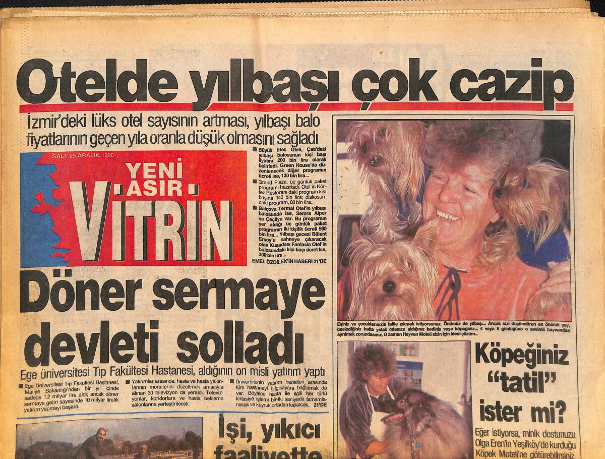 Yeni Asır Gazetesi Vitrin Eki 25 Aralık 1990 - Beşiktaş'ın Kahramanı Bücürü Şifo - Döner Sermaye Devleti Solladı GZ134252 - 1