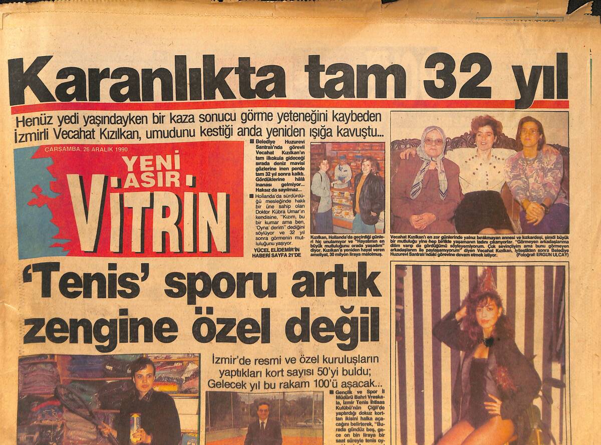 Yeni Asır Gazetesi Vitrin Eki 26 Aralık 1990 - Papa, Meryem Anaya Davetli - Beşiktaş'ta Halim Gitti Ferdinand Geliyor GZ134799 - 1