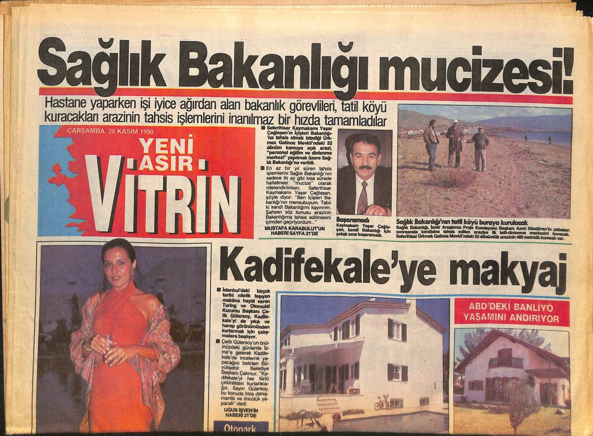 Yeni Asır Gazetesi Vitrin Eki 28 Kasım 1990 - Sosyetenin Gözde Sitesi Bornova'da - Tanju Çolak 