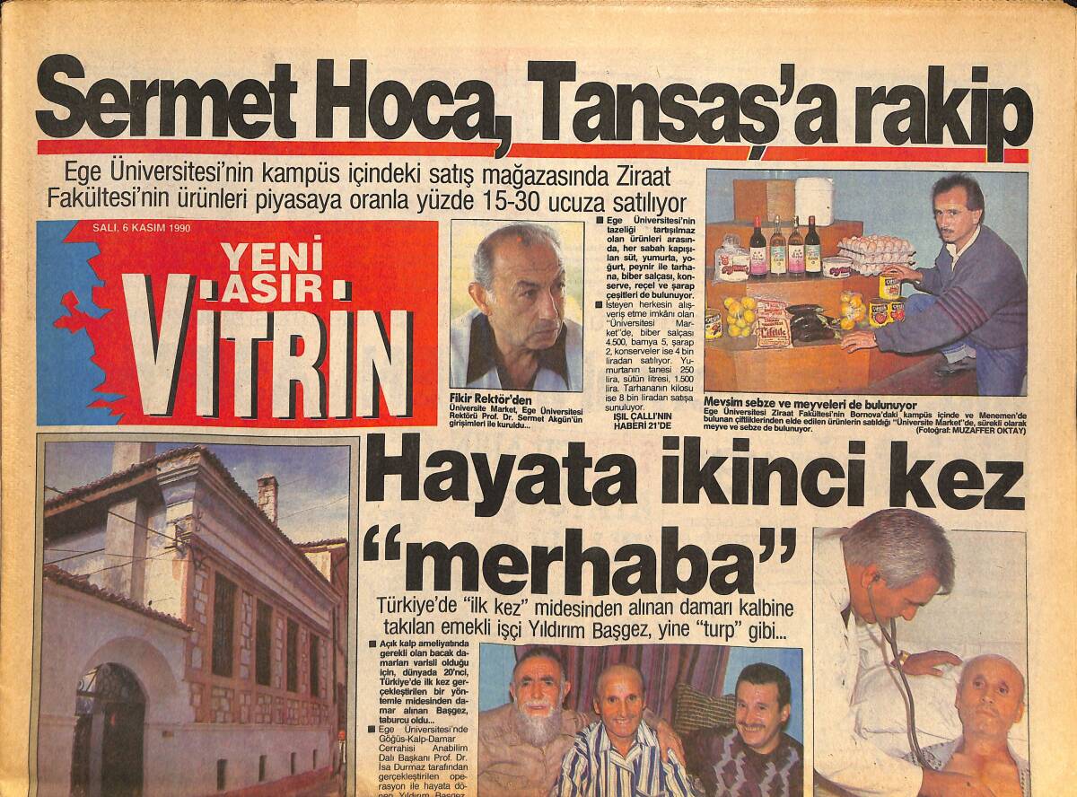 Yeni Asır Gazetesi Vitrin Eki 6 Kasım 1990 - İzmir'e Olimpik Salon - Sermet Hoca, Tansaş'a Rakip GZ134265 - 1