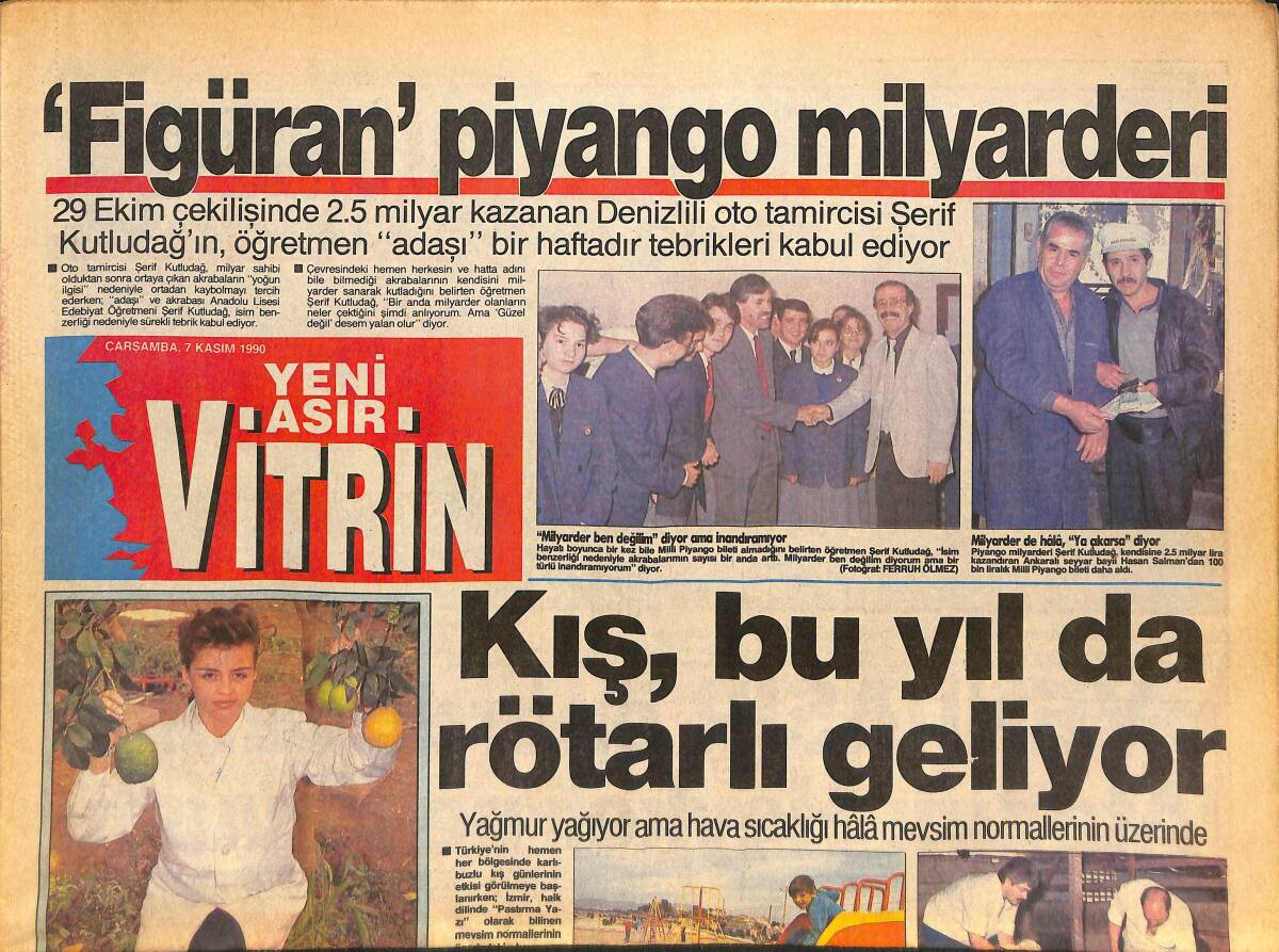 Yeni Asır Gazetesi Vitrin Eki 7 Kasım 1990 - Altay Ve Göztepe 8 Yıl Aradan Sonra Karşı Karşıya - Fenerbahçe İtalya'da Atalanta Karşısında GZ134264 - 1