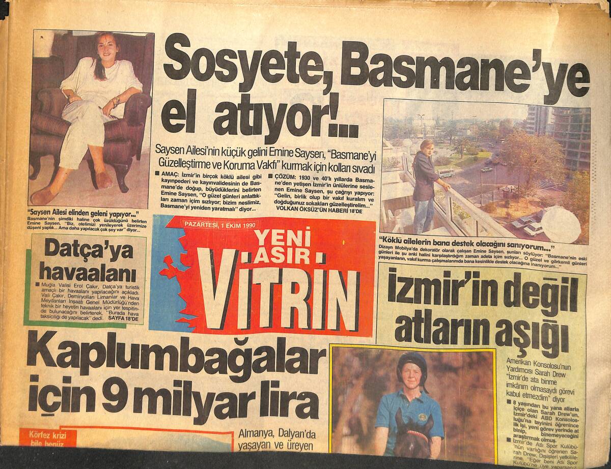 Yeni Asır Vitrin Gazetesi 1 Ekim 1990 - Benazir Butto'nun Sessiz Çığlığı - Karşıyaka'nın İntikamı GZ153770 - 1
