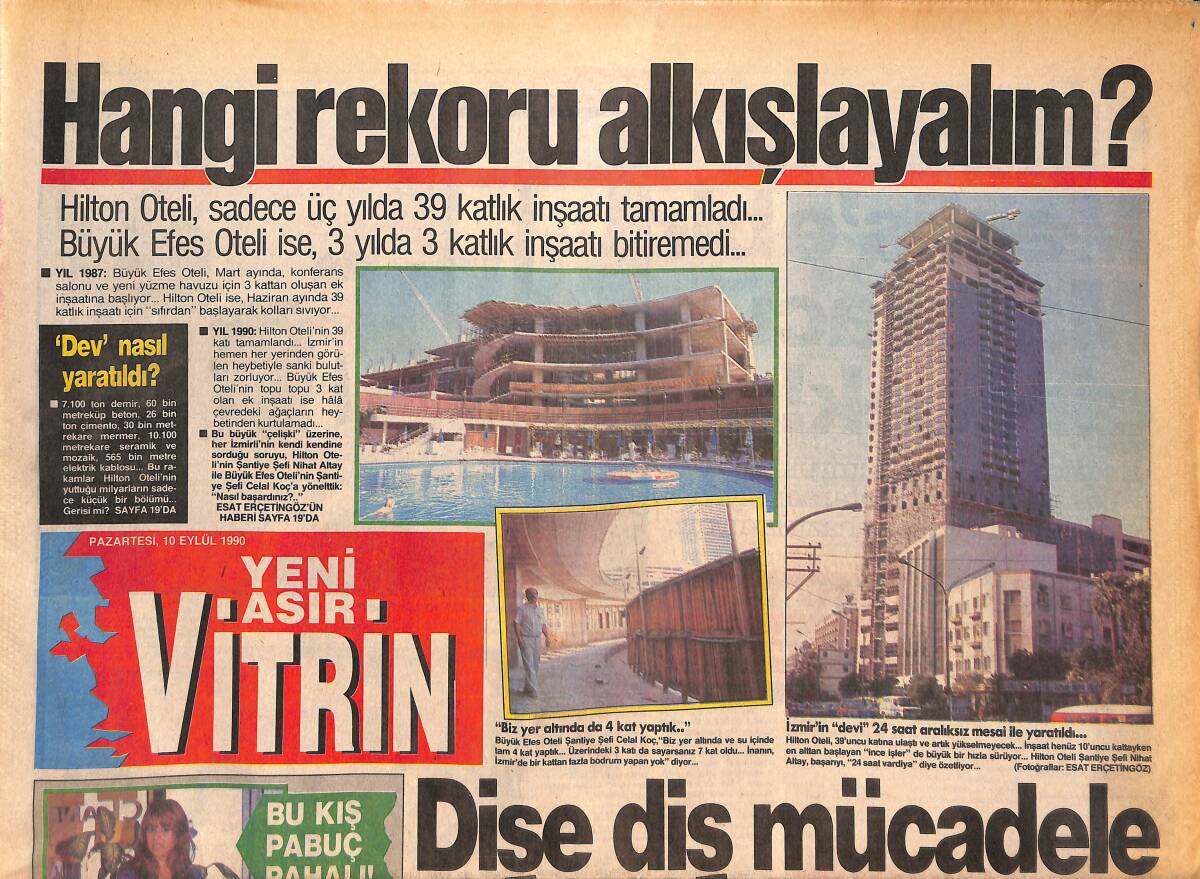 Yeni Asır Vitrin Gazetesi 10 Eylül 1990 - Bülent Ersoy, Ferdi Tayfur, İbrahim Tatlıses Afiş - Pamukçu'nun Başına Devlet Kuşu Kondu GZ136541 - 1