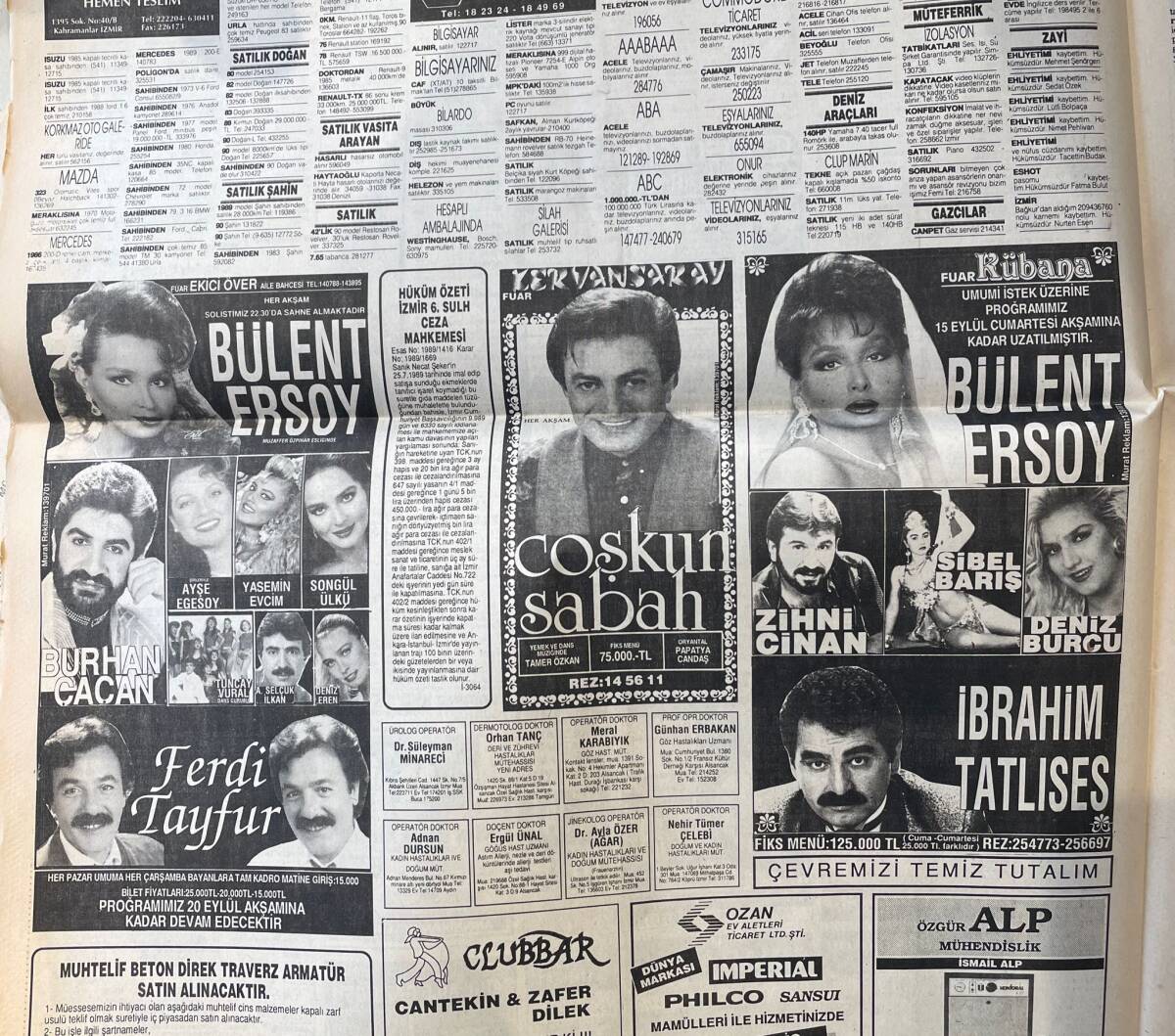 Yeni Asır Vitrin Gazetesi 10 Eylül 1990 - Bülent Ersoy, Ferdi Tayfur, İbrahim Tatlıses Afiş - Pamukçu'nun Başına Devlet Kuşu Kondu GZ136541 - 2