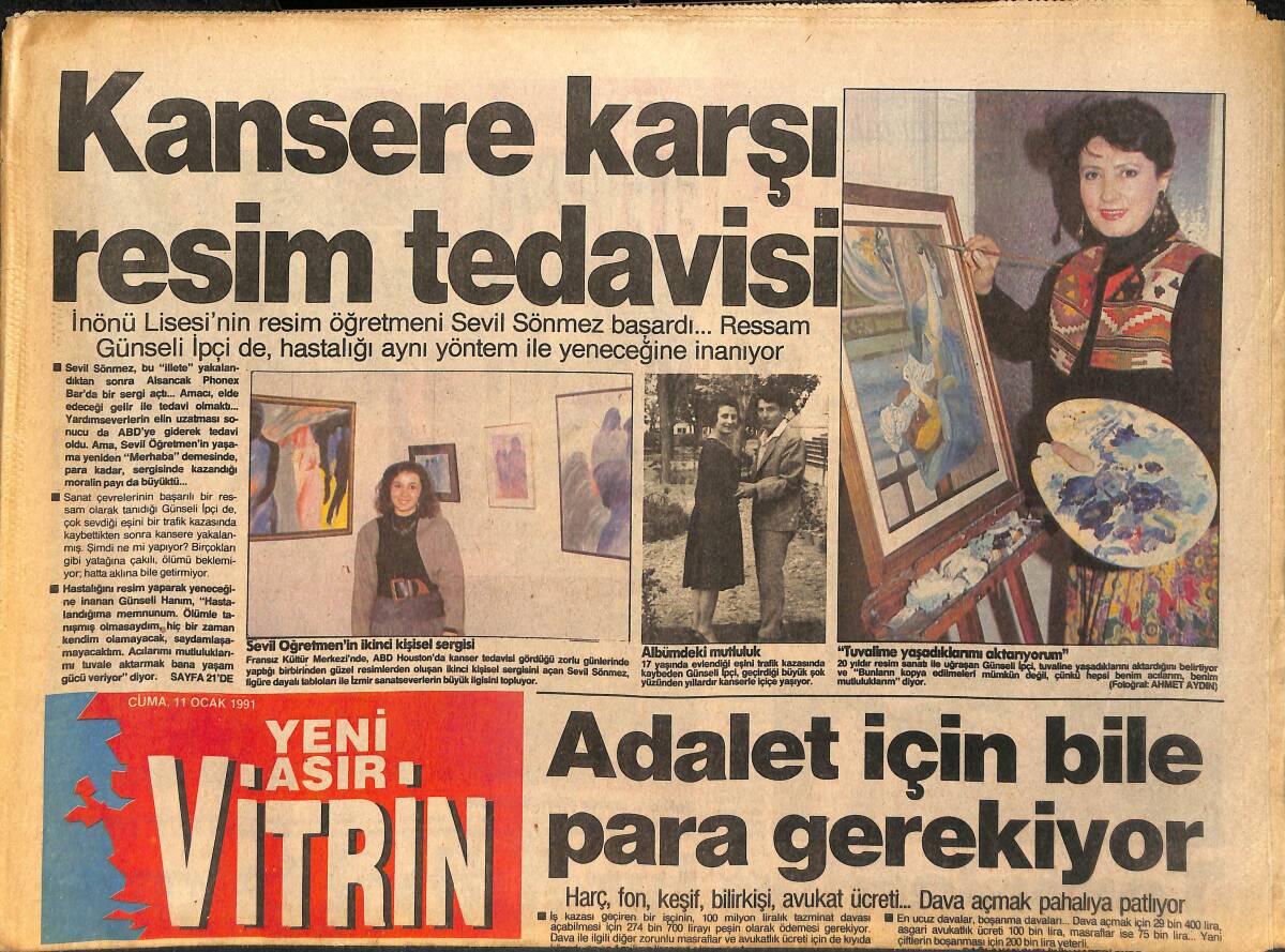 Yeni Asır Vitrin Gazetesi 11 Ocak 1991 - Kosecki, Tanju'nun Alternatifi - İnönü Lisesi'nin Resim Öğretmeni Sevil Sönmez Başardı GZ153767 - 1