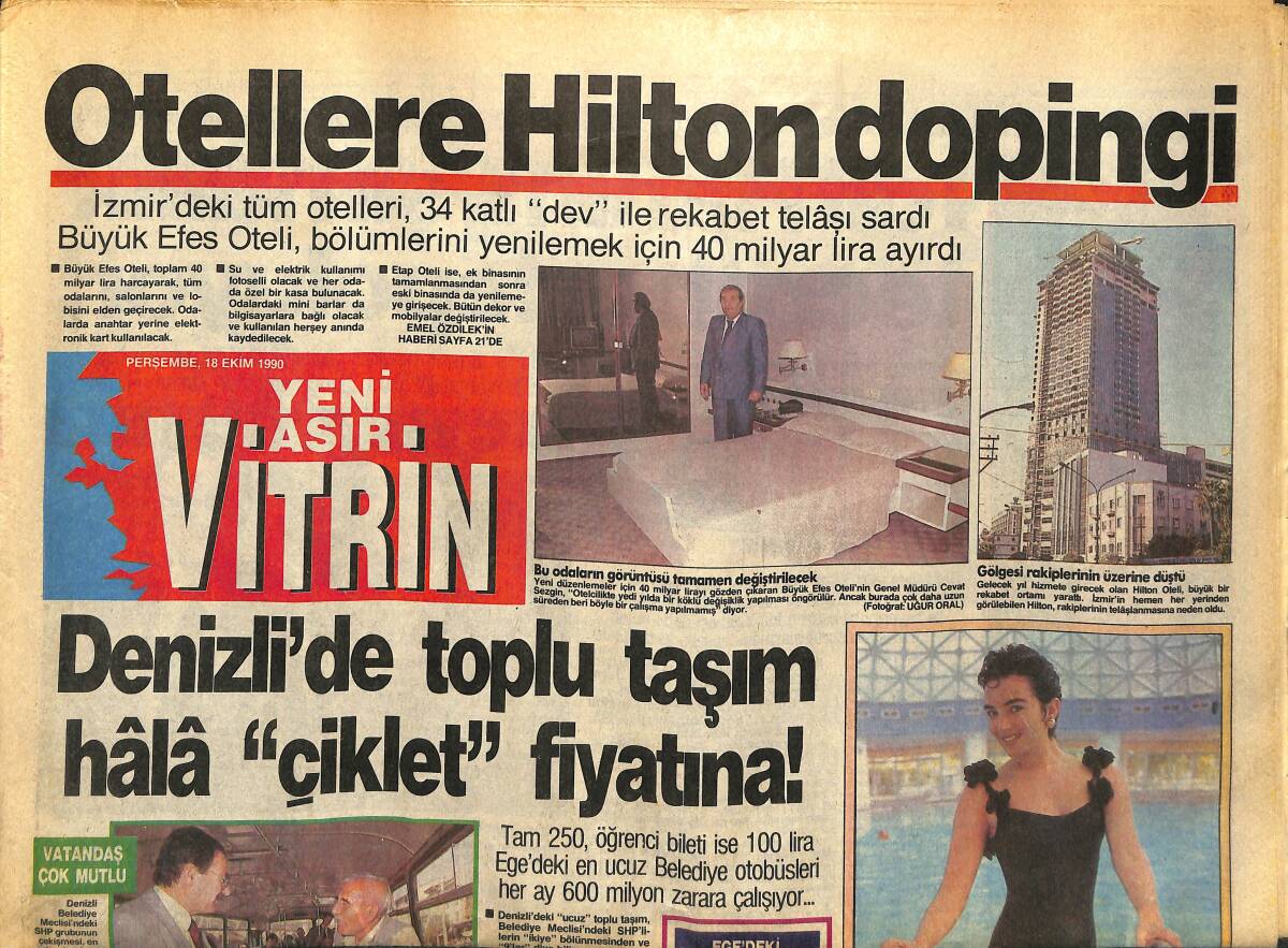 Yeni Asır Vitrin Gazetesi 18 Ekim 1990 - Otellere Hilton Dopingi - Rıdvan Hiddink İle Kavga Etti GZ153067 - 1