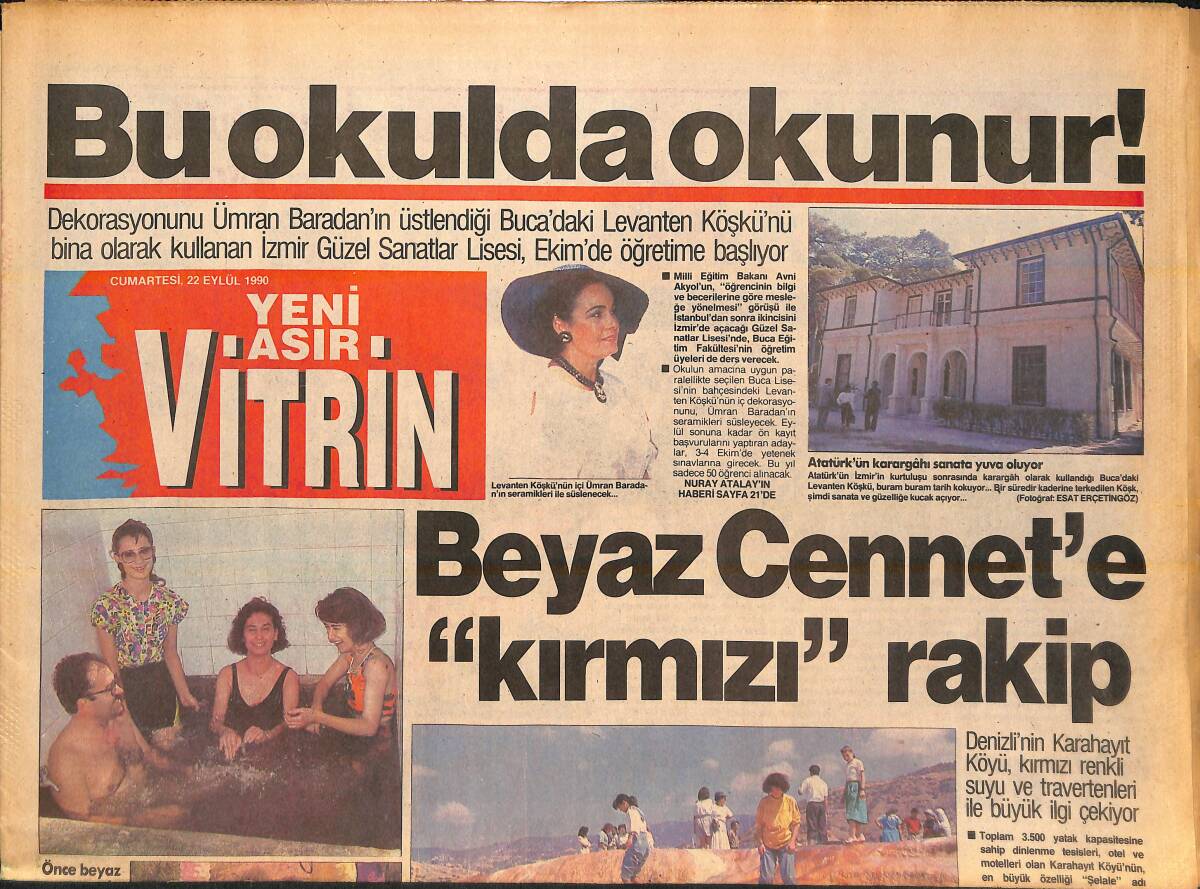 Yeni Asır Vitrin Gazetesi 22 Eylül 1990 - Beyaz Cennet'e 'Kırmızı' Rakip - Feyyaz Tanju Çolak'ı Solladı! GZ136909 - 1