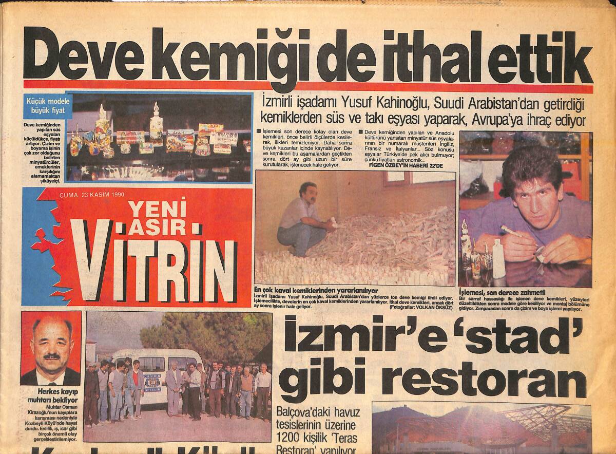 Yeni Asır Vitrin Gazetesi 23 Kasım 1990 - Şile Ve Buldan Bezi İmparatorluğu Çöktü - Bayan Futbol Hakemi Elmas Arabacı, MHK'YE İsyan Bayrağı Açtı! GZ136921 - 1