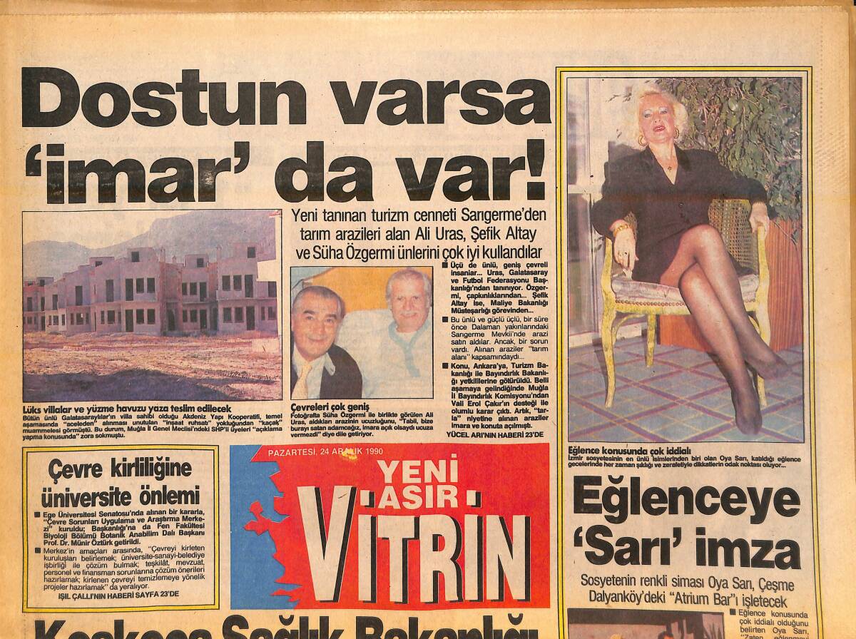 Yeni Asır Vitrin Gazetesi 24 Aralık 1990 - Eğlenceye 'Oya Sarı' İmzası - Koskoca Sağlık Bakanlığı 5.5 Milyona Muhtaç Mı? GZ136919 - 1