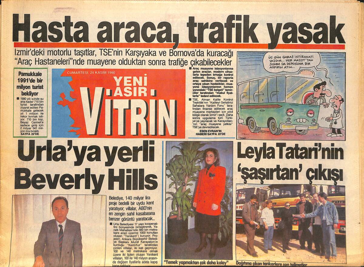 Yeni Asır Vitrin Gazetesi 24 Kasım 1990 - Urla'ya Yerli Beverly Hills - Cim-Bom'un 2 Kozu: Tanju Ve Rotariu GZ136918 - 1