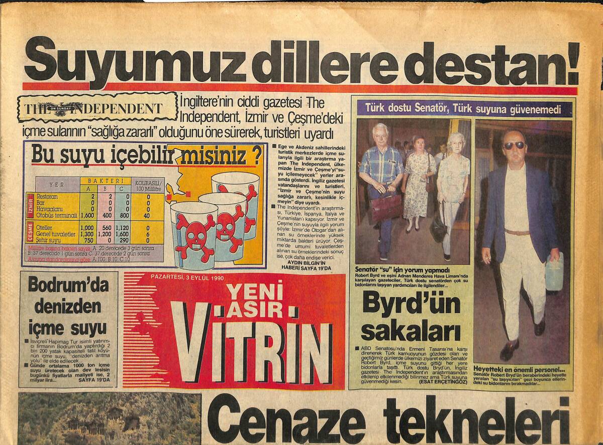Yeni Asır Vitrin Gazetesi 3 Eylül 1990 - Göztepe Rüzgarı - Vatan Yolunda Fahrettin Altay GZ153068 - 1