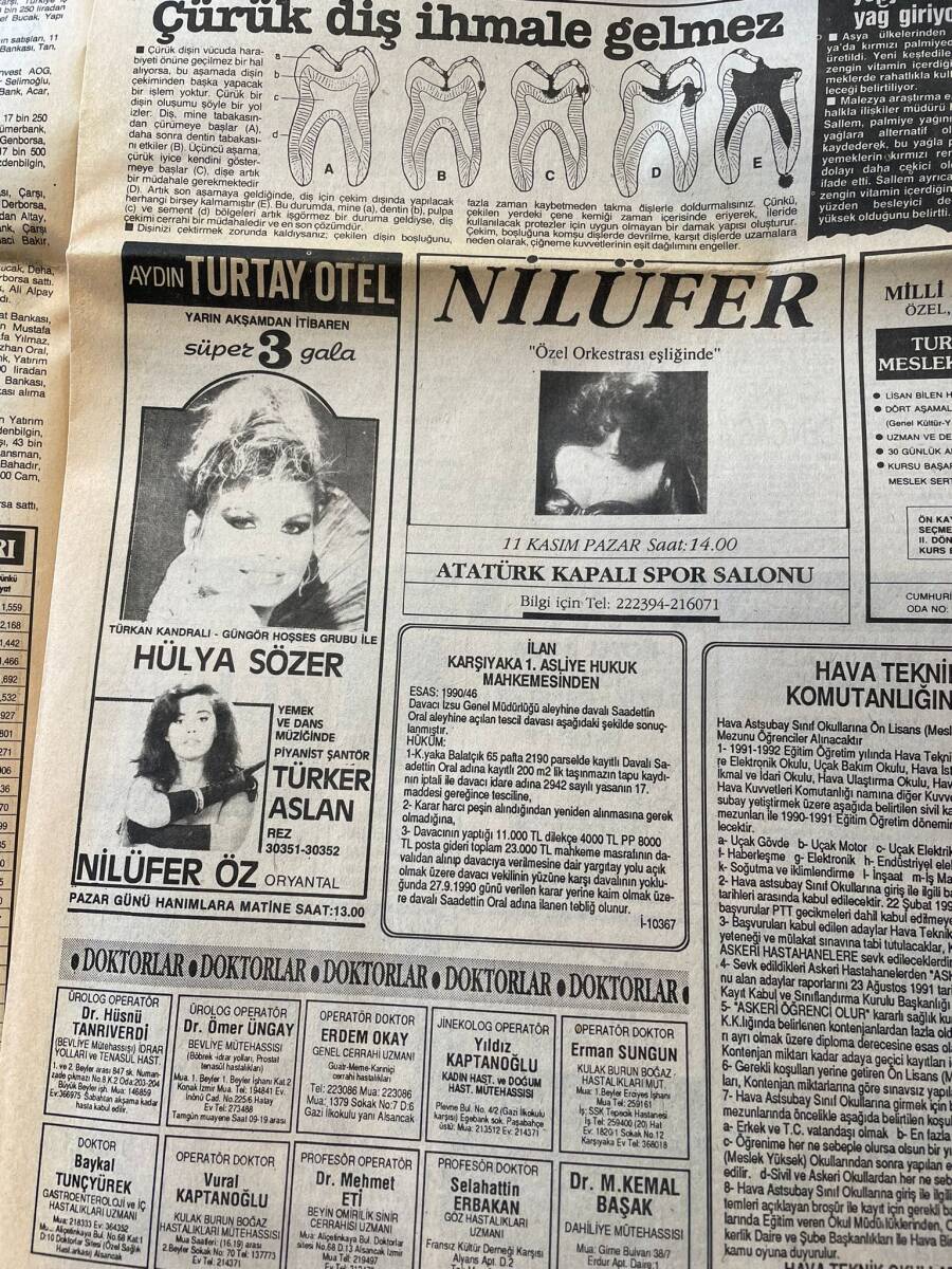 Yeni Asır Vitrin Gazetesi 1 Kasım 1990 - Nazilli'ye Hemşehri Torpili - Nilüfer, Hülya Sözer, Nilüfer Öz Afiş GZ136565 - 2