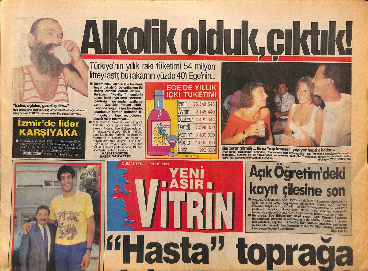 Yeni Asır Vitrin Gazetesi 8 Eylül 1990 - Kahraman Türk Süvarileri İzmir'in Konak Meydanında - İzmir'de Lider Karşıyaka GZ153673 - 1