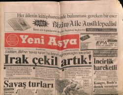 Yeni Asya Gazetesi 1 Aralık 1990 - Saddam , BMnin Savaş Kararı na Boyun Eğmeyeceğini Tekrarladı GZ62981 - 1