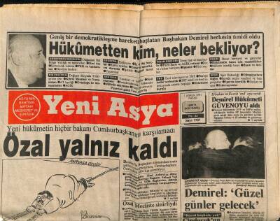 Yeni Asya Gazetesi 1 Aralık 1991 - Turgut Özal Yalnız Kaldı GZ104275 - 1